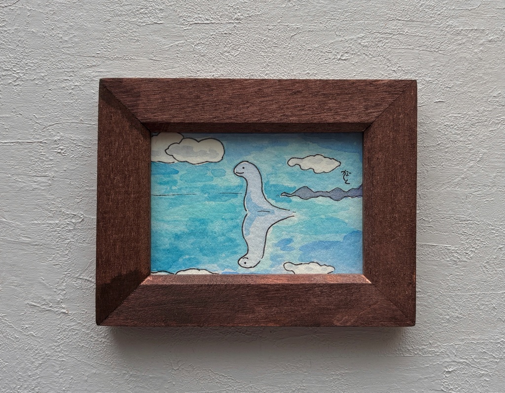 【原画】泳ぐフタバスズキリュウ