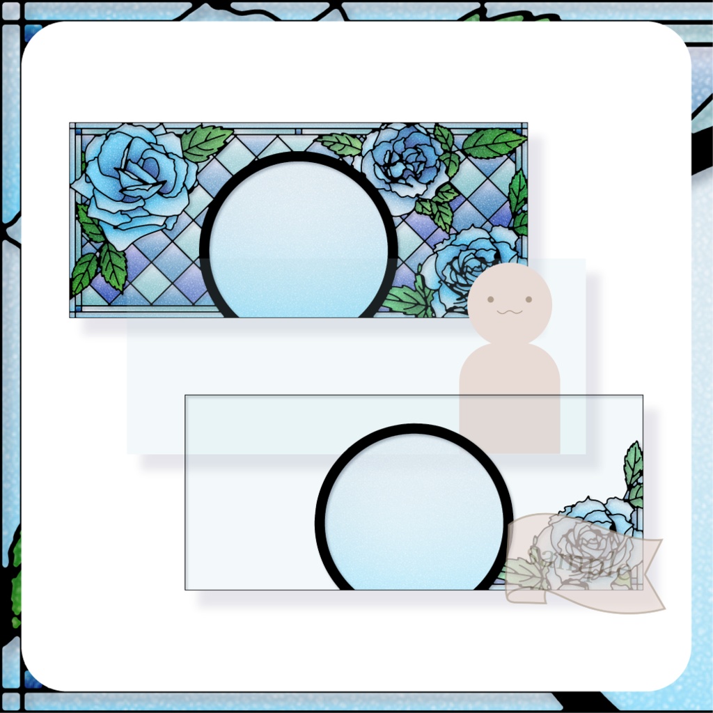 ステンドグラス風バラ - 青【IRIAM イリアムヘッダー・アイコンリング】