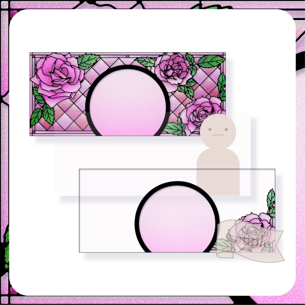 ステンドグラス風バラ - 桃【IRIAM イリアムヘッダー・アイコンリング】