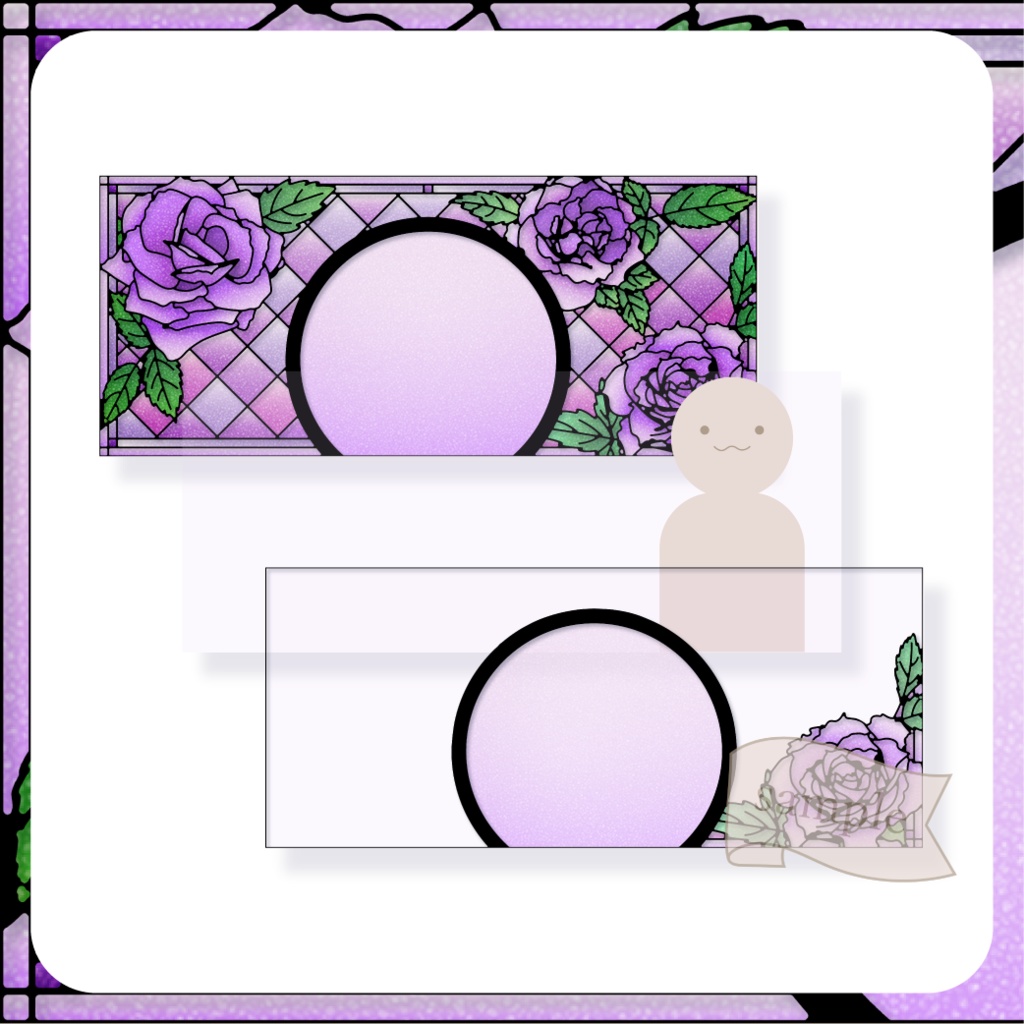 ステンドグラス風バラ - 紫【IRIAM イリアムヘッダー・アイコンリング】