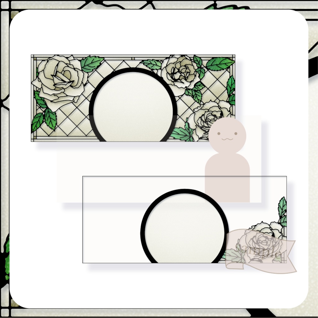 ステンドグラス風バラ - 白【IRIAM イリアムヘッダー・アイコンリング】