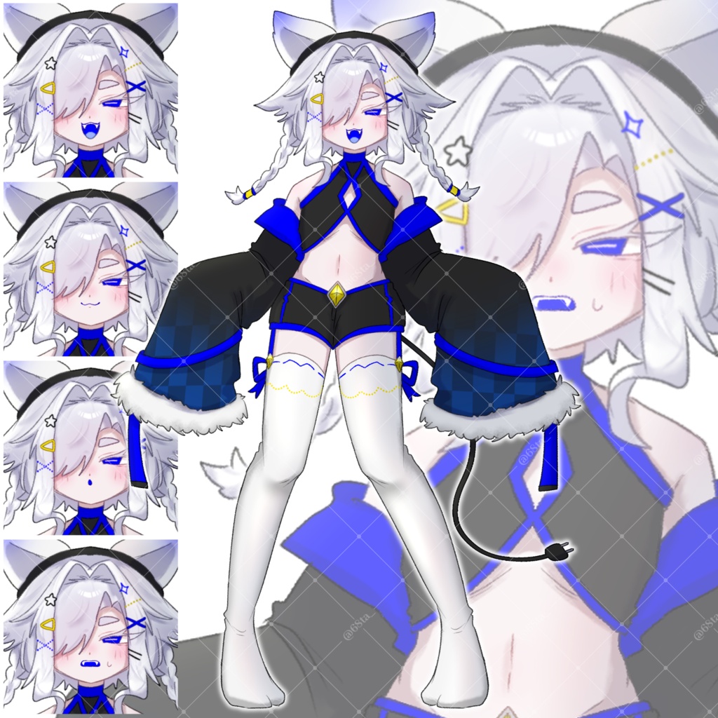 立ち絵素材-青サイバー