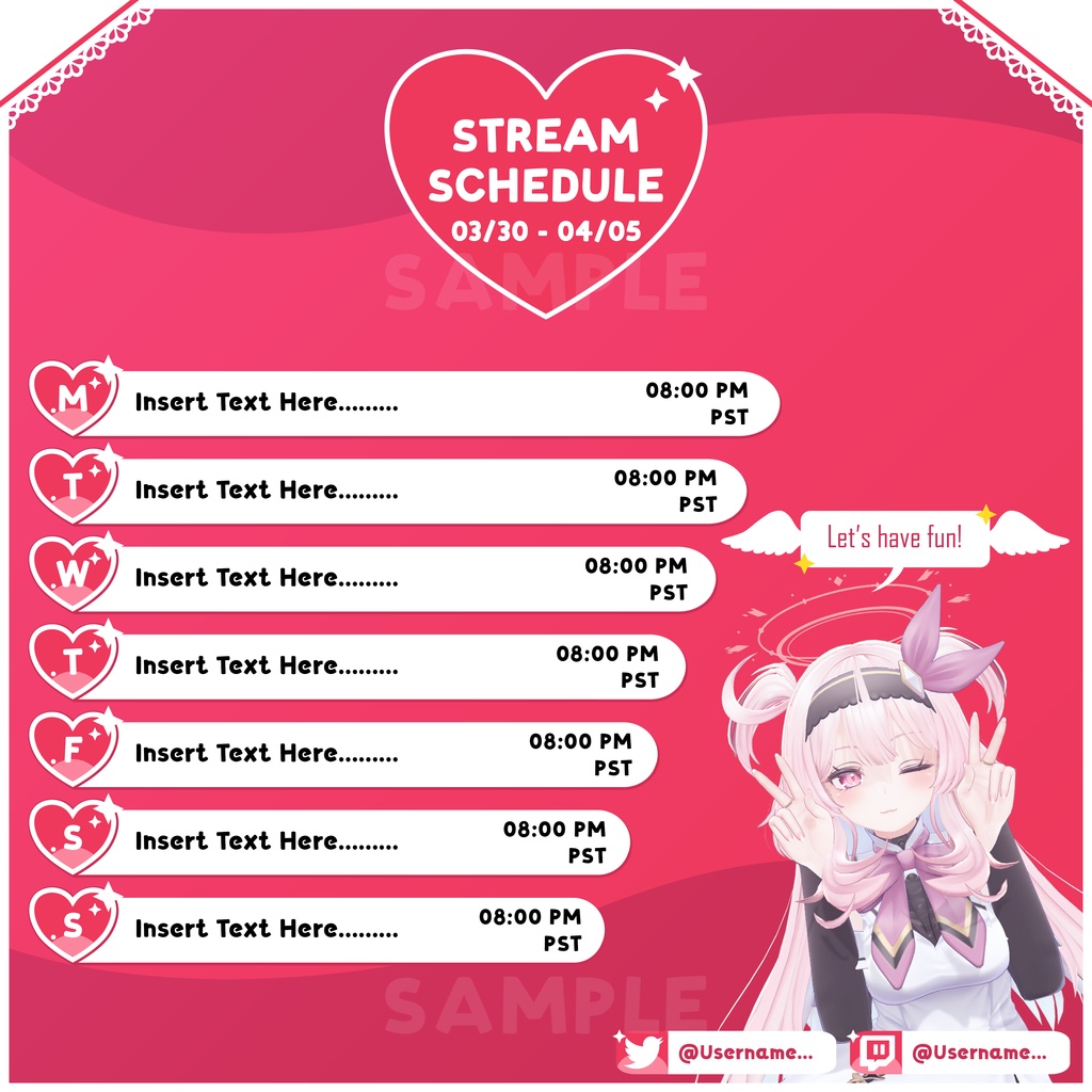 Beautiful Stream Schedule | Vtuber Schedule | PSD included