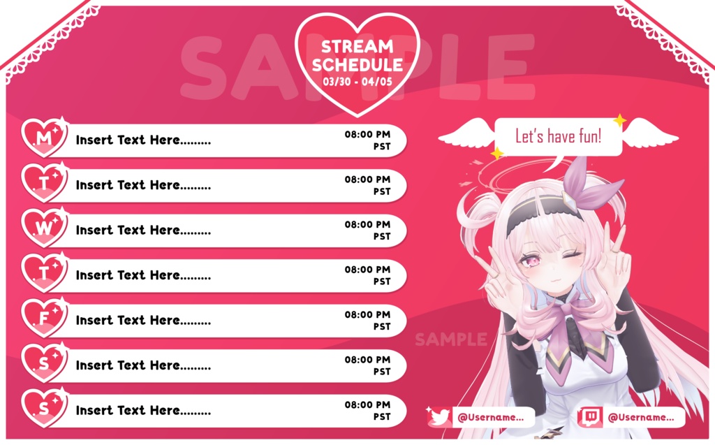 Beautiful Stream Schedule | Vtuber Schedule | PSD included