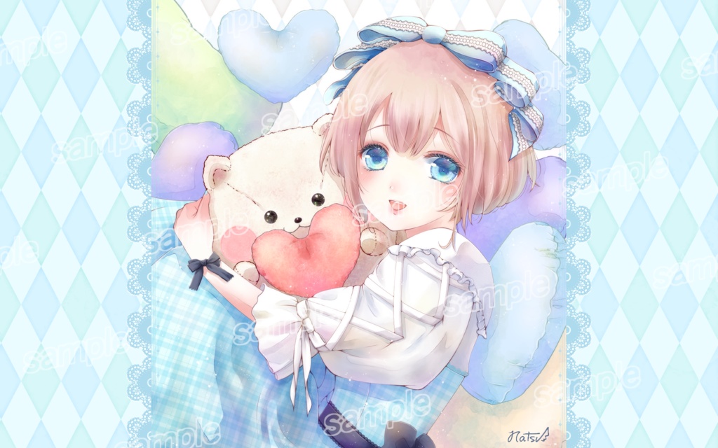 デスクトップ壁紙・スマホ待受画像「空色ハート」