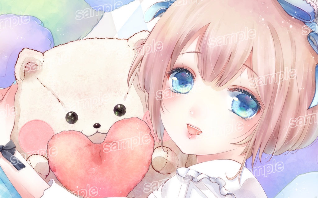 デスクトップ壁紙・スマホ待受画像「空色ハート」