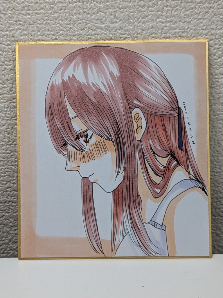 はにかみ横顔　1/4色紙原画