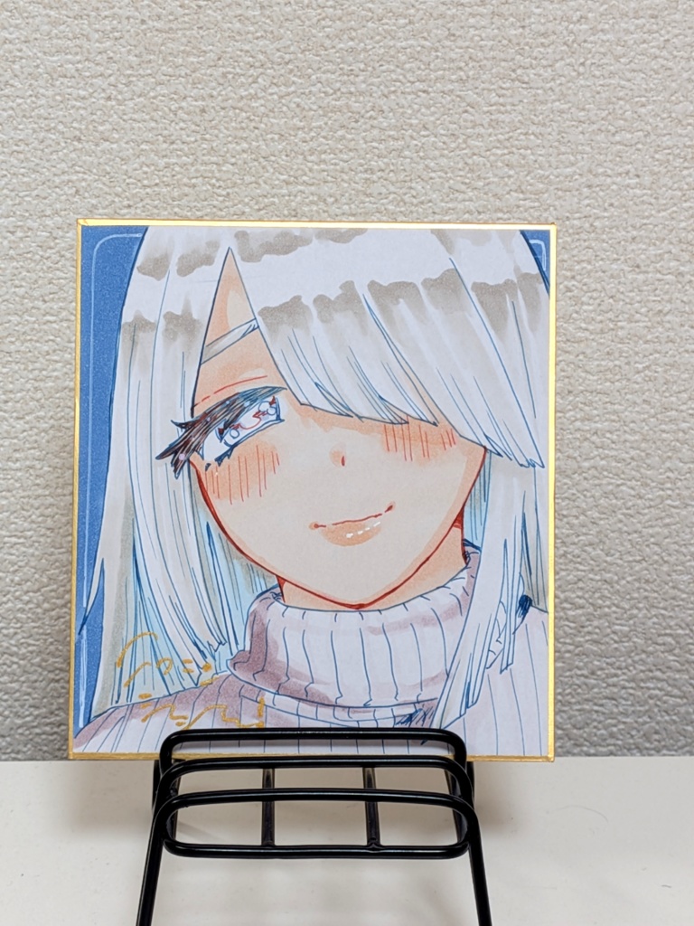 笑顔メカクレちゃん　1/4色紙