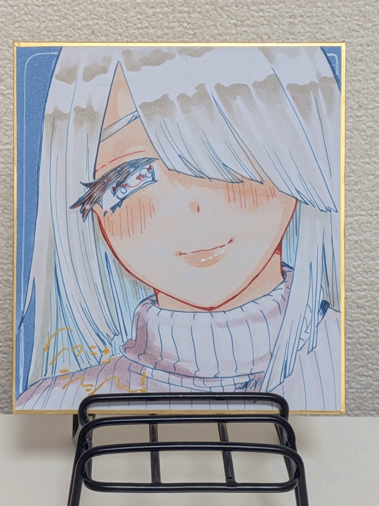 笑顔メカクレちゃん　1/4色紙