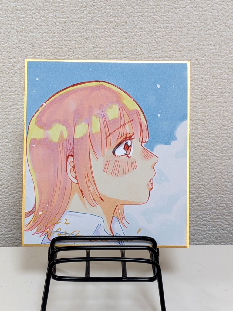 ピンク髪ちゃん　1/4色紙