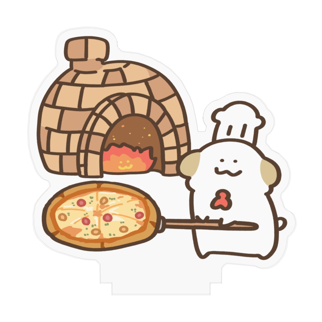 ピザ窯とイッヌのアクスタ