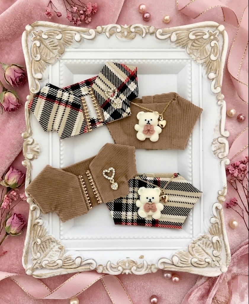 ぬい服10-12cm おしゃれ着【くまちゃんBE】4枚セット