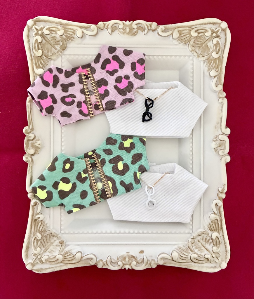 ぬい服10-12cmおしゃれ着【レオパード】4枚セッド