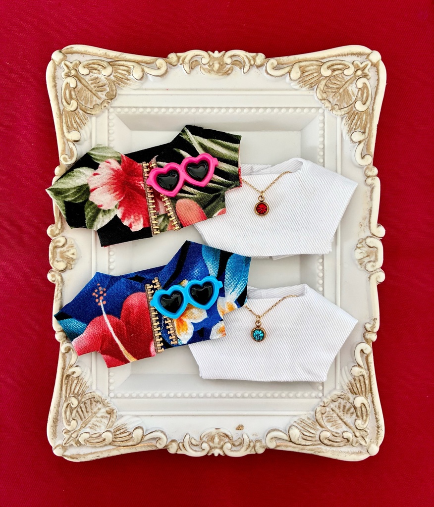 ぬい服10-12cmおしゃれ着【アロハ】4枚セット