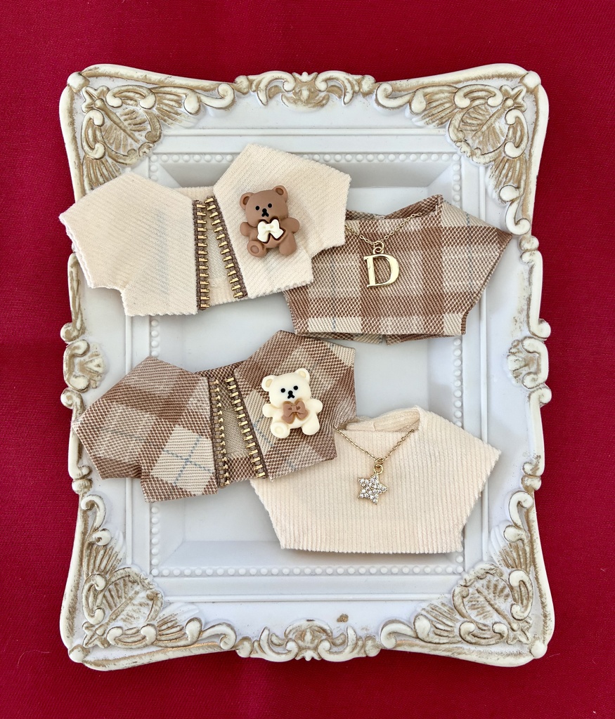 ☘️1点限定☘️ぬい服10-12cmおしゃれ着【Dチャームベア】4枚セット
