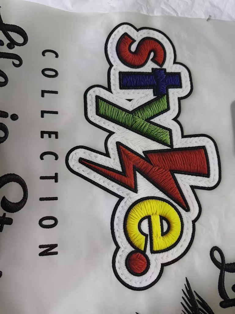 style script embroidery effect heat press printing