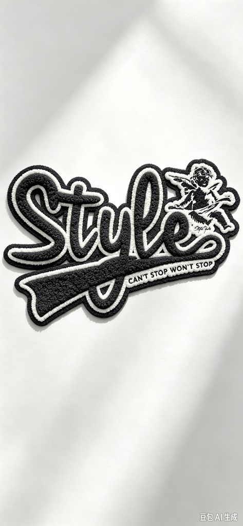 White/Balck Chenille Effect DTF for Tshirts Bags