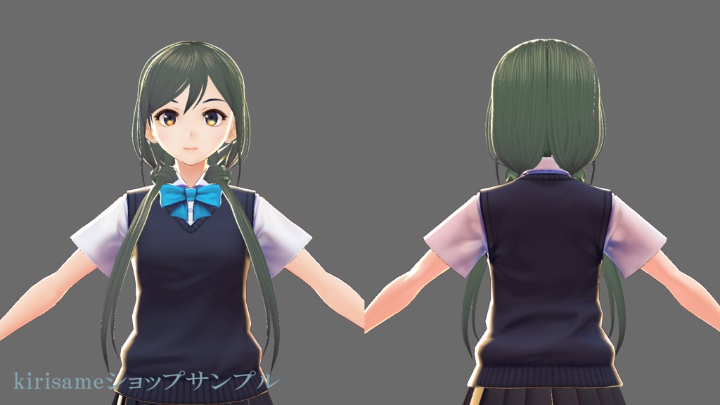 【VRoidヘアプリセット】ゆるループツインテ