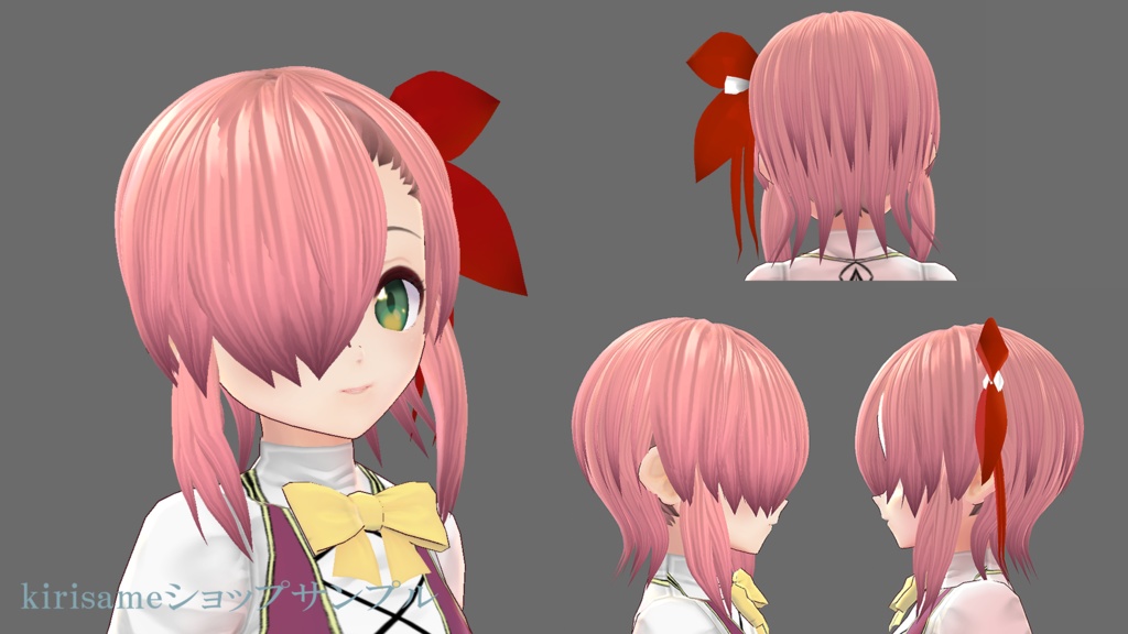 【VRoidヘアプリセット】片目隠れリボン