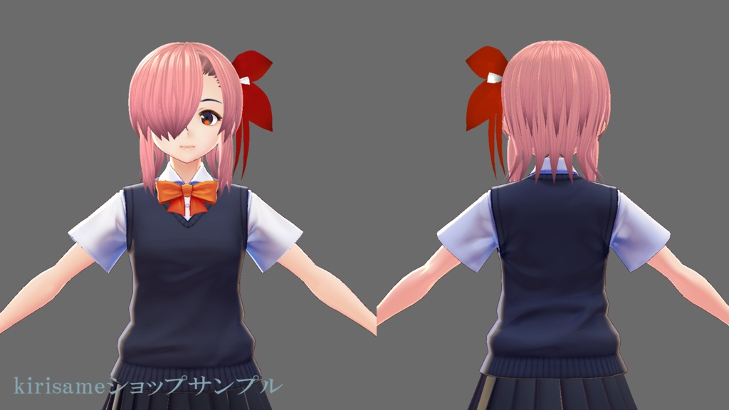 【VRoidヘアプリセット】片目隠れリボン