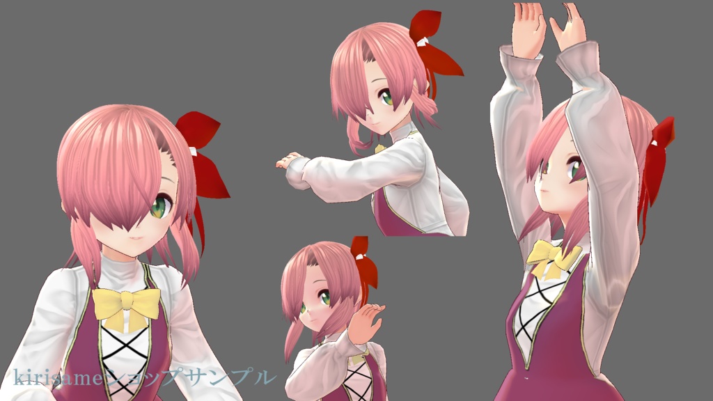 【VRoidヘアプリセット】片目隠れリボン