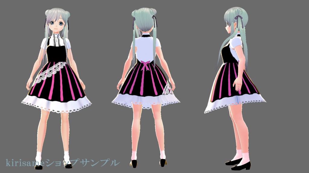 【VRoidヘアプリセット】おだんごツインテール