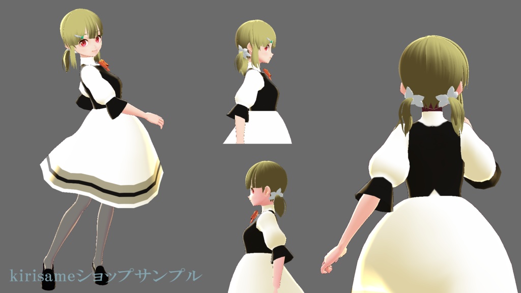 【VRoidヘアプリセット】花飾りおさげ