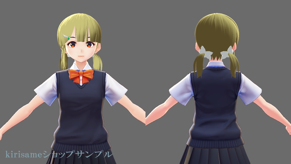 【VRoidヘアプリセット】花飾りおさげ