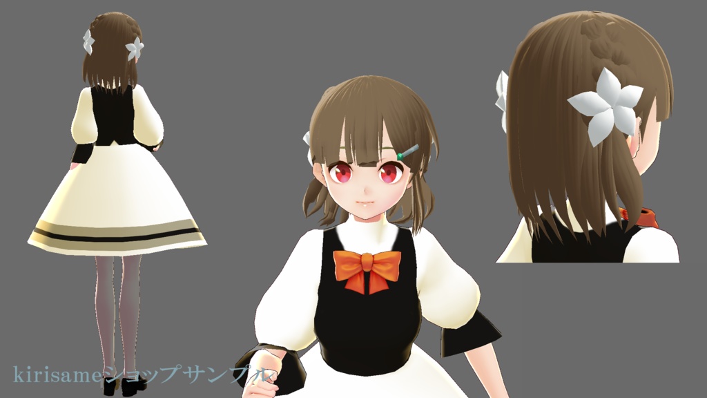 【VRoidヘアプリセット】花飾り編み込み