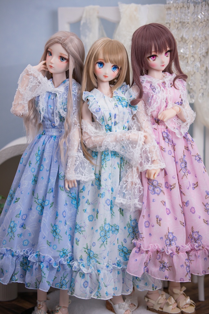 DD(M .L胸)DDS(M .L胸)size ネモフィラリボンワンピースセット