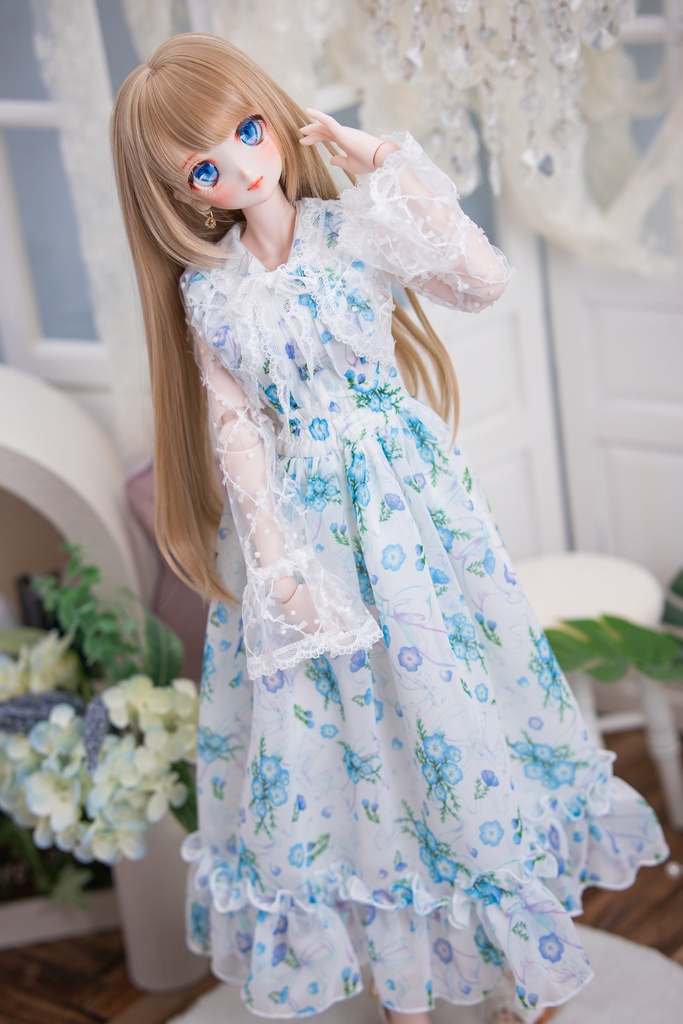 DD(M .L胸)DDS(M .L胸)size ネモフィラリボンワンピースセット