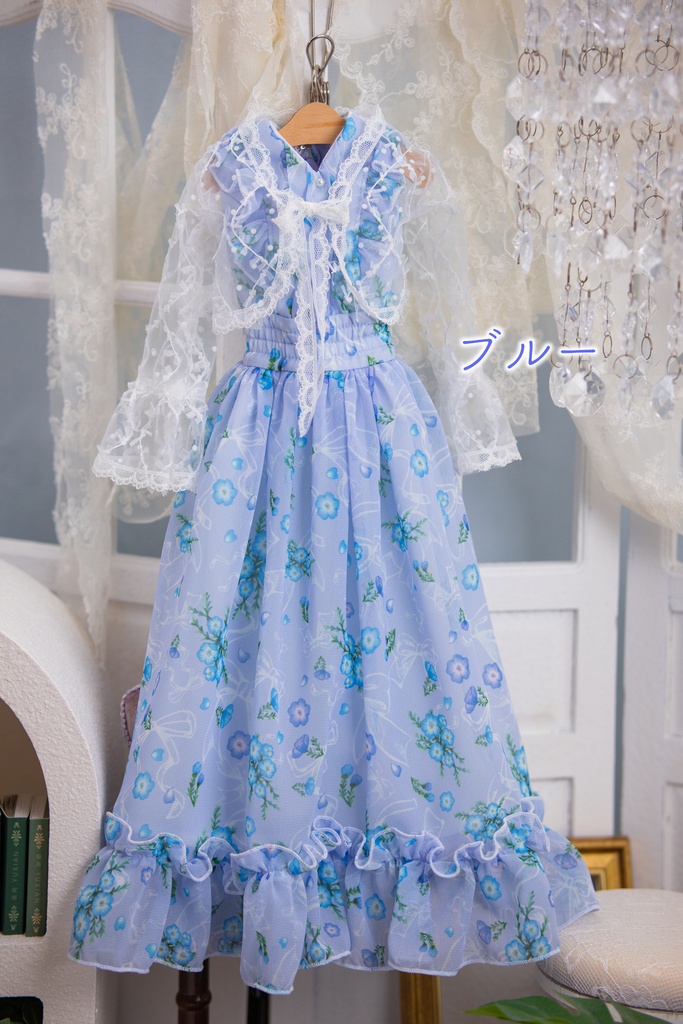 DD(M .L胸)DDS(M .L胸)size ネモフィラリボンワンピースセット