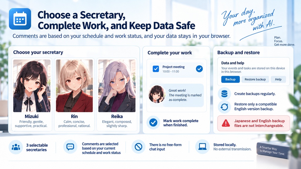 Minimo AI Secretary v1.0.1 | Local Scheduling App with 3 Secretaries