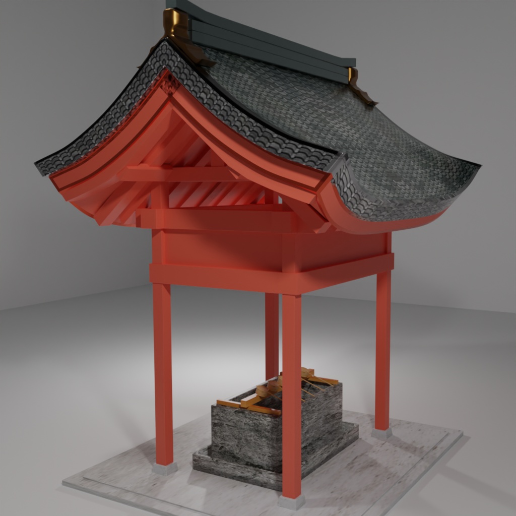 神社（手水舎）【3Dモデル】