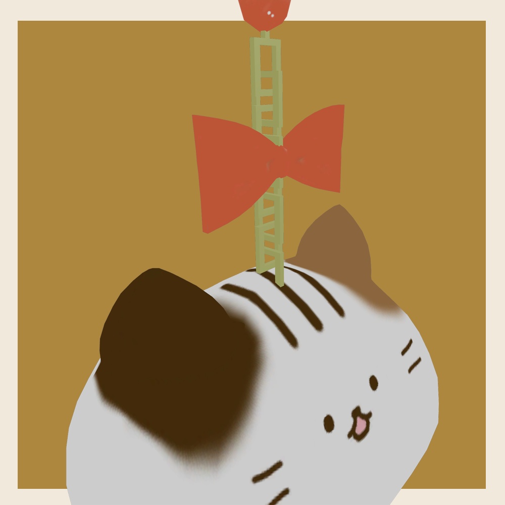 【PB設定済み】揺れる猫ピアス(3Dモデル)