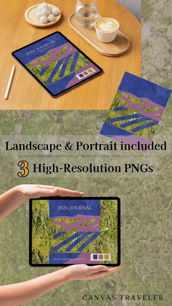 【デジタル手帳カバー】NO.03 INDIGO & MAUVE / MOSS | 都会的な帆布の質感(Goodnotes対応)