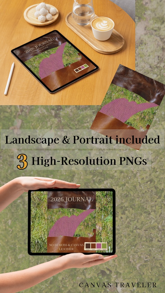 【デジタル手帳カバー】NO.04 LEATHER & MOSS | 職人が選ぶ本革の質感(Goodnotes対応)