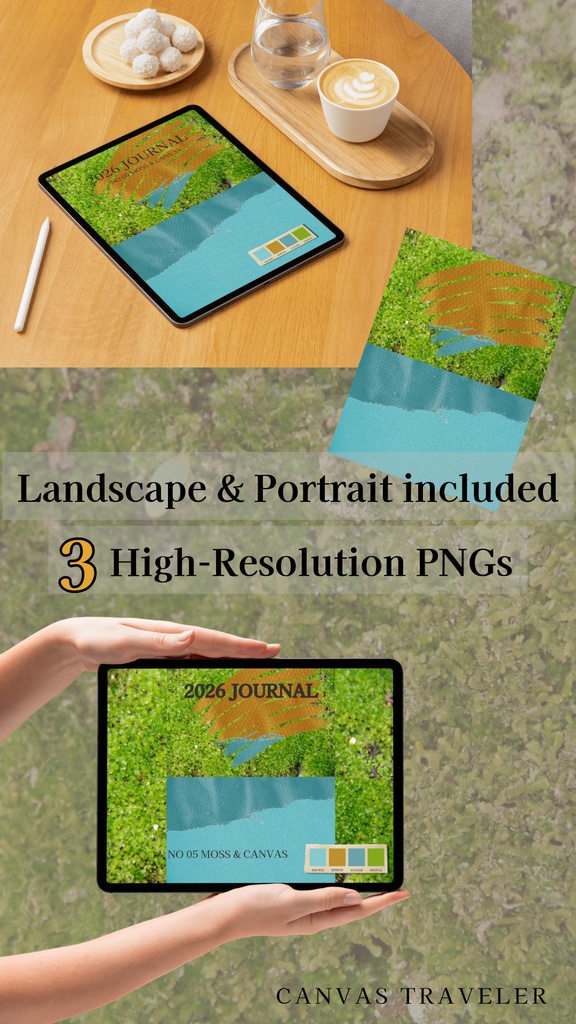 【デジタル手帳カバー】NO.05 TURQUOISE & MOSS | 爽やかな帆布の質感(Goodnotes対応)