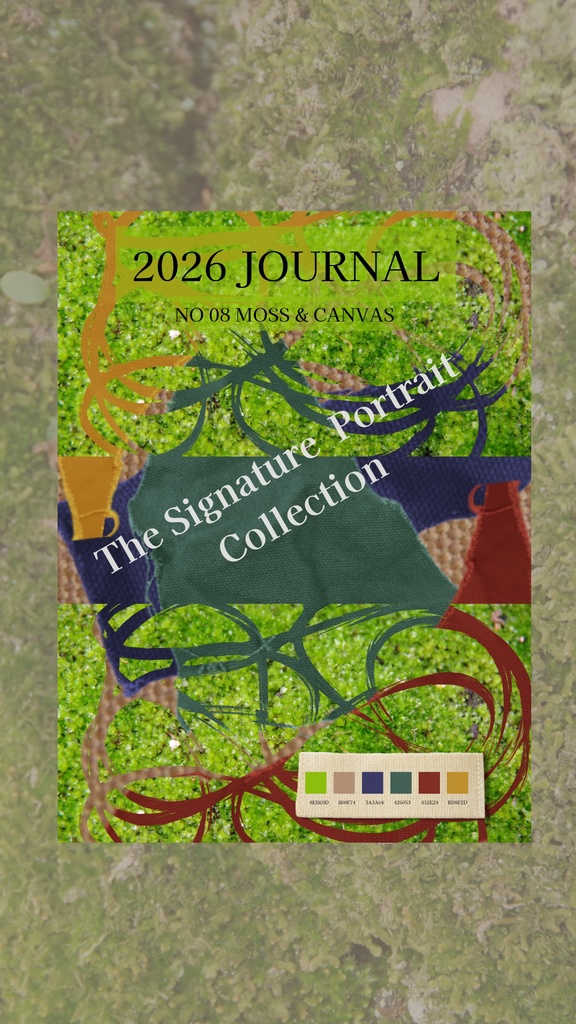 【デジタル手帳カバー】NO.08 LAYERS & MOSS | 躍動する帆布のコラージュ(Goodnotes対応)