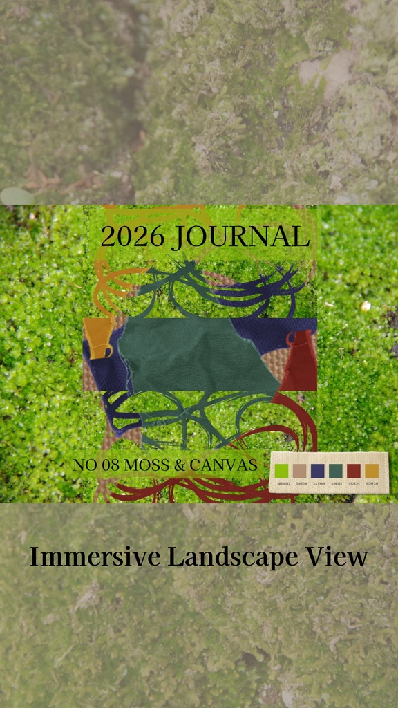【デジタル手帳カバー】NO.08 LAYERS & MOSS | 躍動する帆布のコラージュ(Goodnotes対応)
