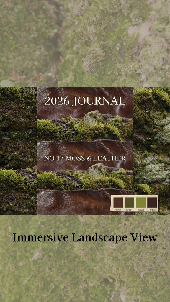 【デジタル手帳カバー】NO.17 MOSS & LEATHER | 地層のように重なる革の記憶(Goodnotes対応)