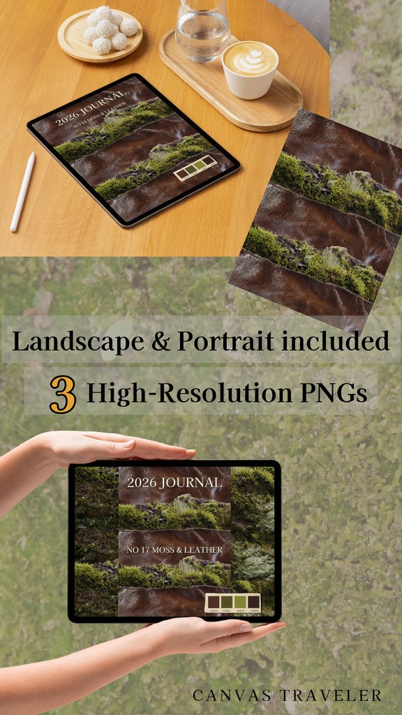 【デジタル手帳カバー】NO.17 MOSS & LEATHER | 地層のように重なる革の記憶(Goodnotes対応)