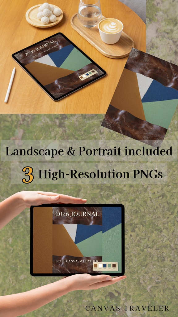 【デジタル手帳カバー】NO.18 CANVAS & LEATHER | 職人が選ぶ三色の帆布と革(Goodnotes対応)