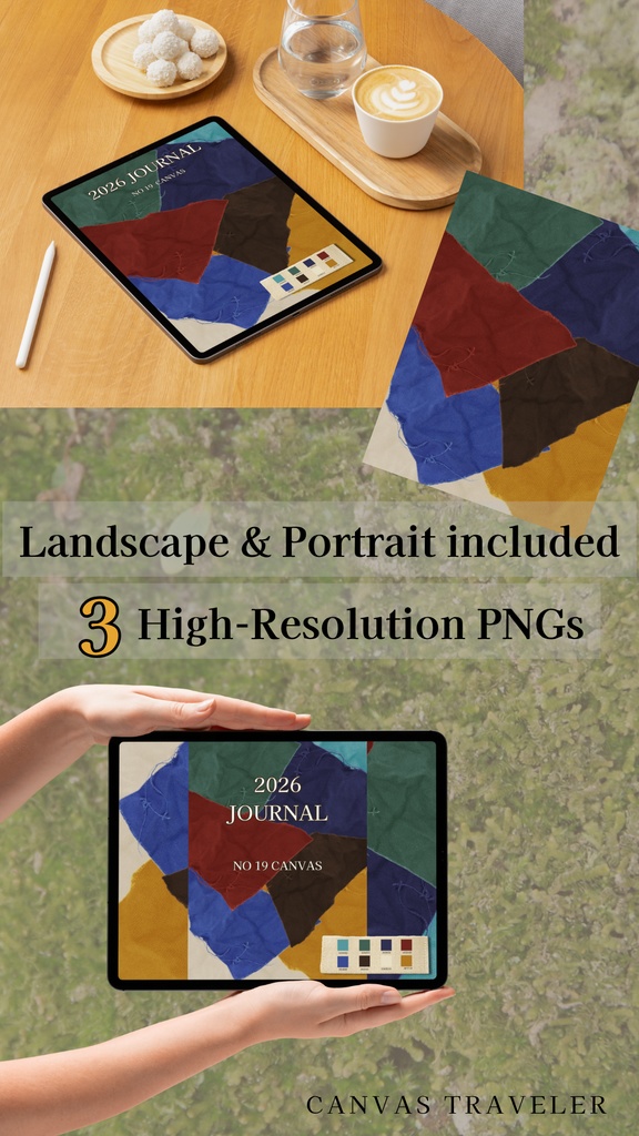 【デジタル手帳カバー】NO.19 CANVAS PATCHWORK | 職人の指先が綴る帆布のコラージュ(Goodnotes対応)