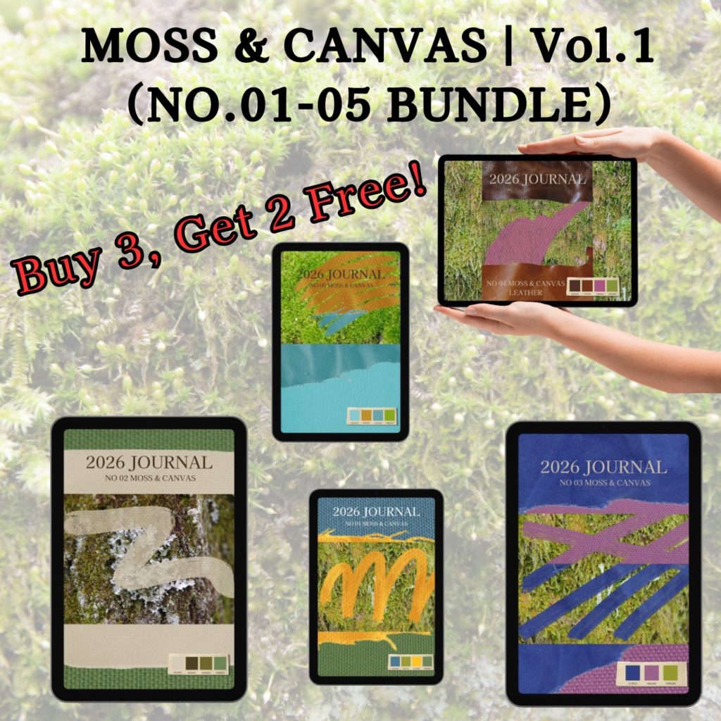【5デザイン・計15枚セット】MOSS & CANVAS Vol.1（No.01-05）｜2枚分お得なスターターパック