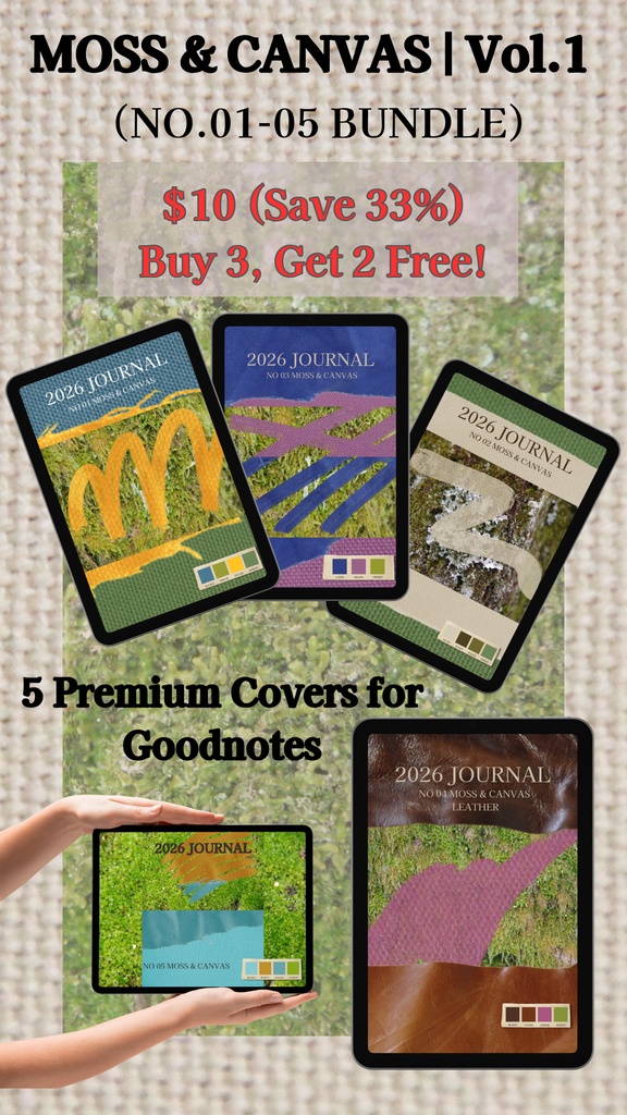 【5デザイン・計15枚セット】MOSS & CANVAS Vol.1(No.01-05)|2枚分お得なスターターパック