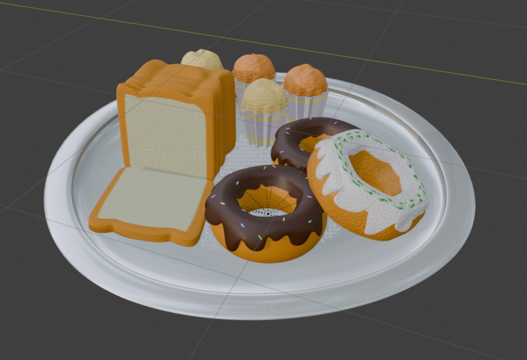 ドーナツ・小さなケーキ・食パン