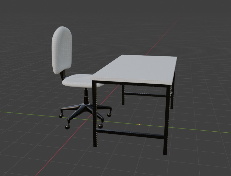 デスク＆チェアセット 3Dモデル