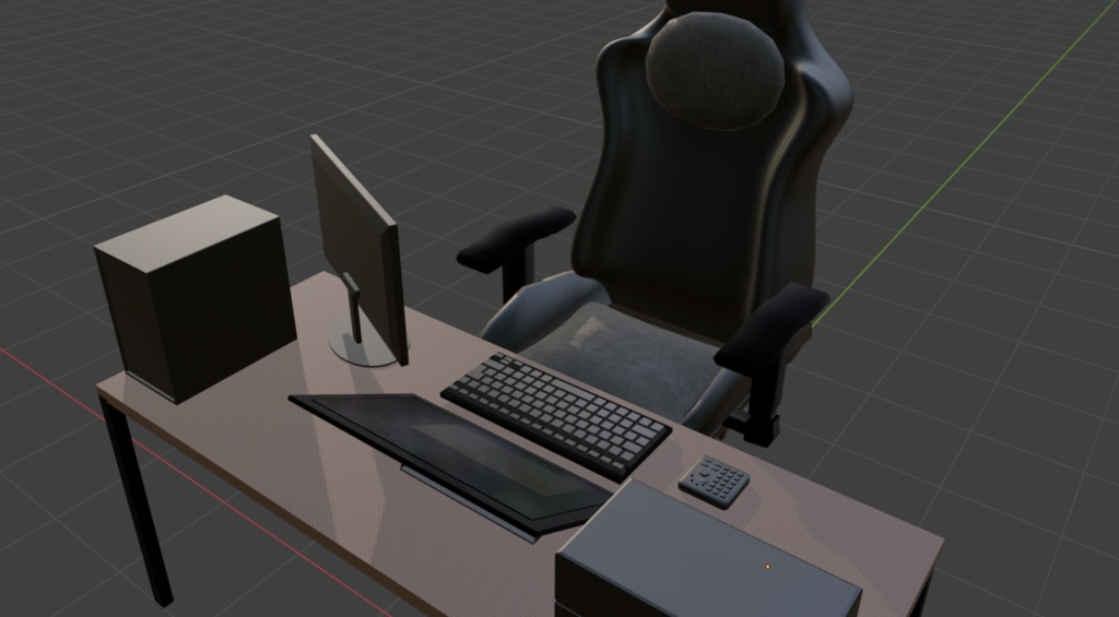 ゲーミングデスク環境 ゲーミングチェア 3Dモデル