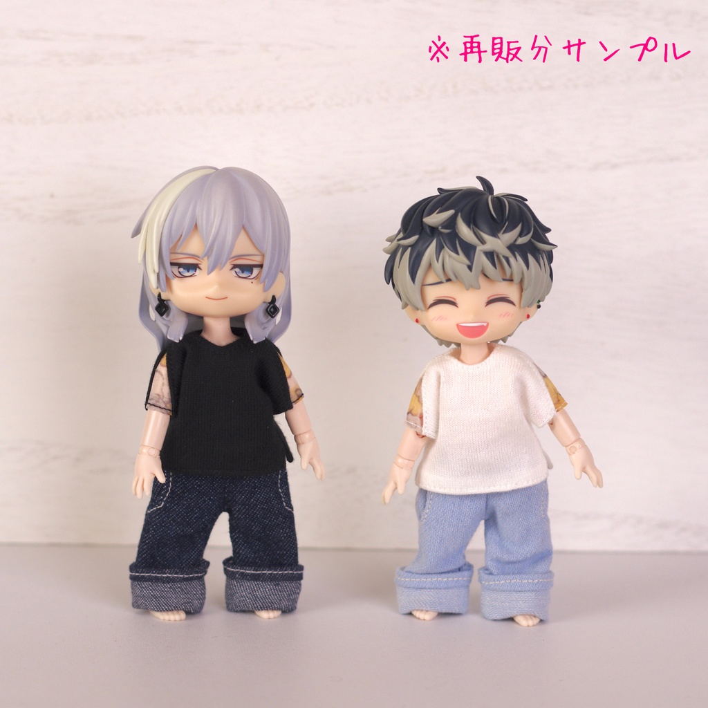 肩シースルーTシャツ＋ロールアップデニム／オビツ11・ねんどろいどどーる